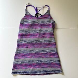 Ivivva Strappy Striped Tank Top Racerback Workout Athletic Shirt Purple Sz 14